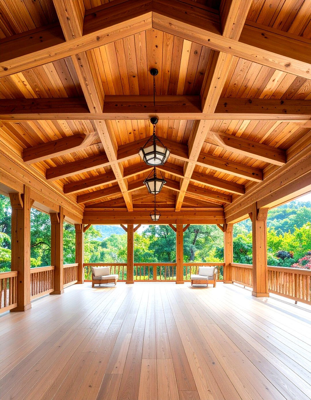 Coffered Wood Panel Architectural Ceiling - 24 patio ceiling ideas