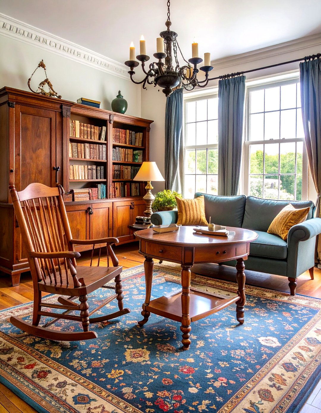 Colonial Antique Focused Living Room - 24 Colonial Living Room Ideas
