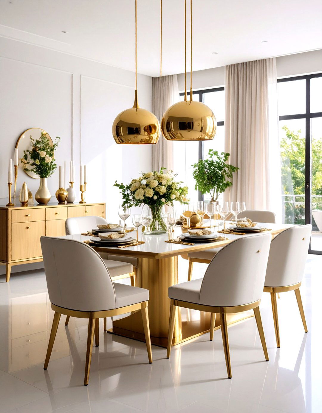 Colonial Brass Hardware Accents - 24 Colonial Dining Room Ideas