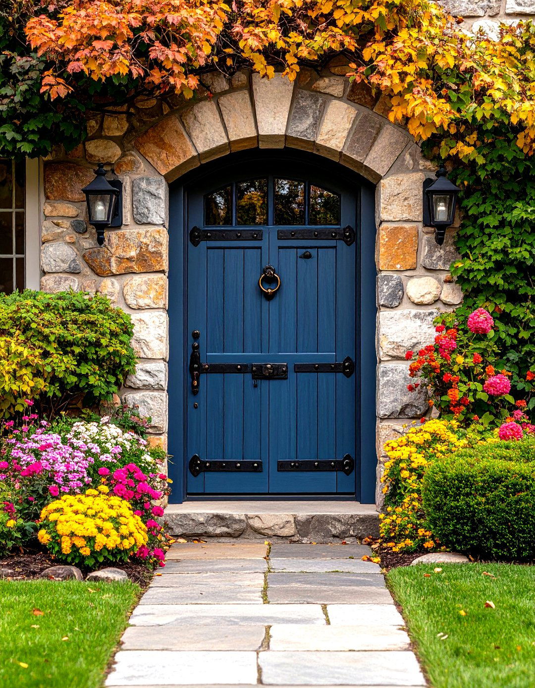 Colonial Door with Decorative Iron Hardware - 24 Colonial Front Door Ideas