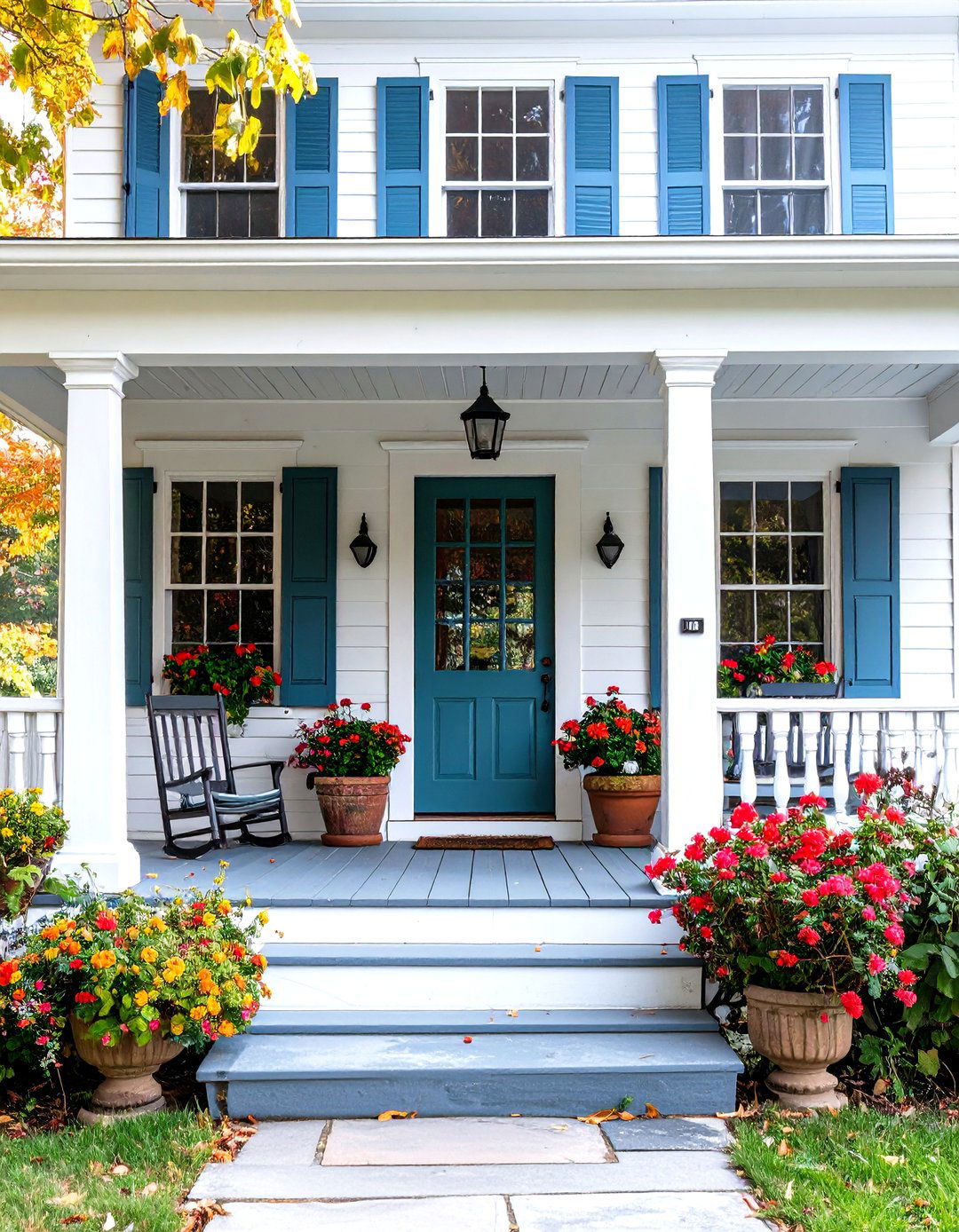 Colonial Farmhouse with Traditional Detailing - 24 White Farmhouse With Wrap-around Porch Ideas