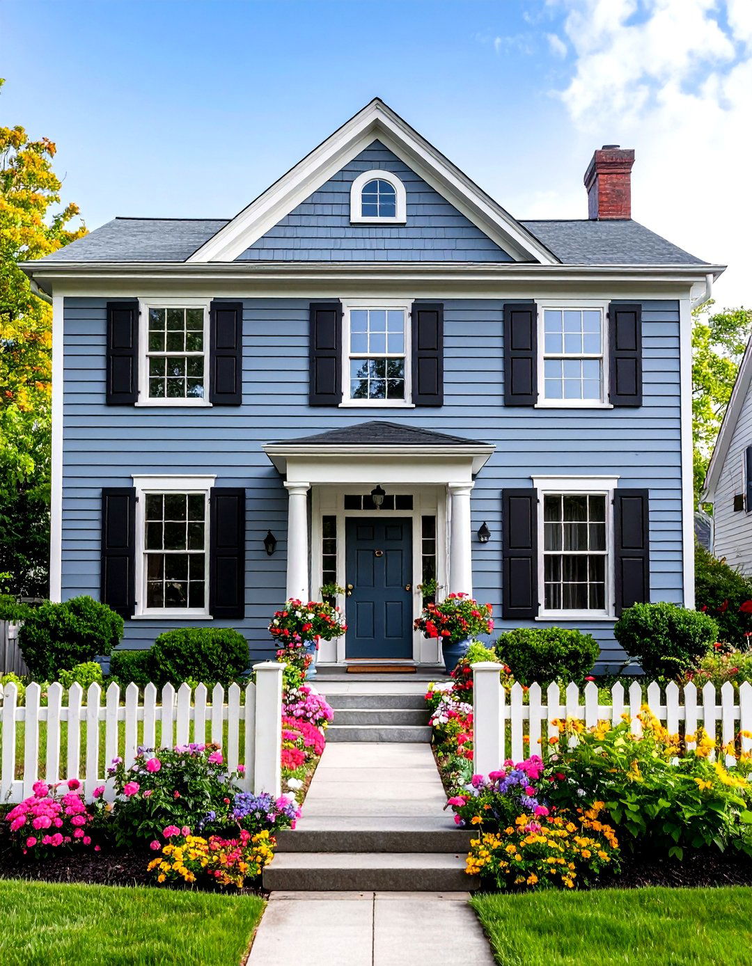 Colonial Grey House with Black Shutters - 24 Grey House With Black Trim