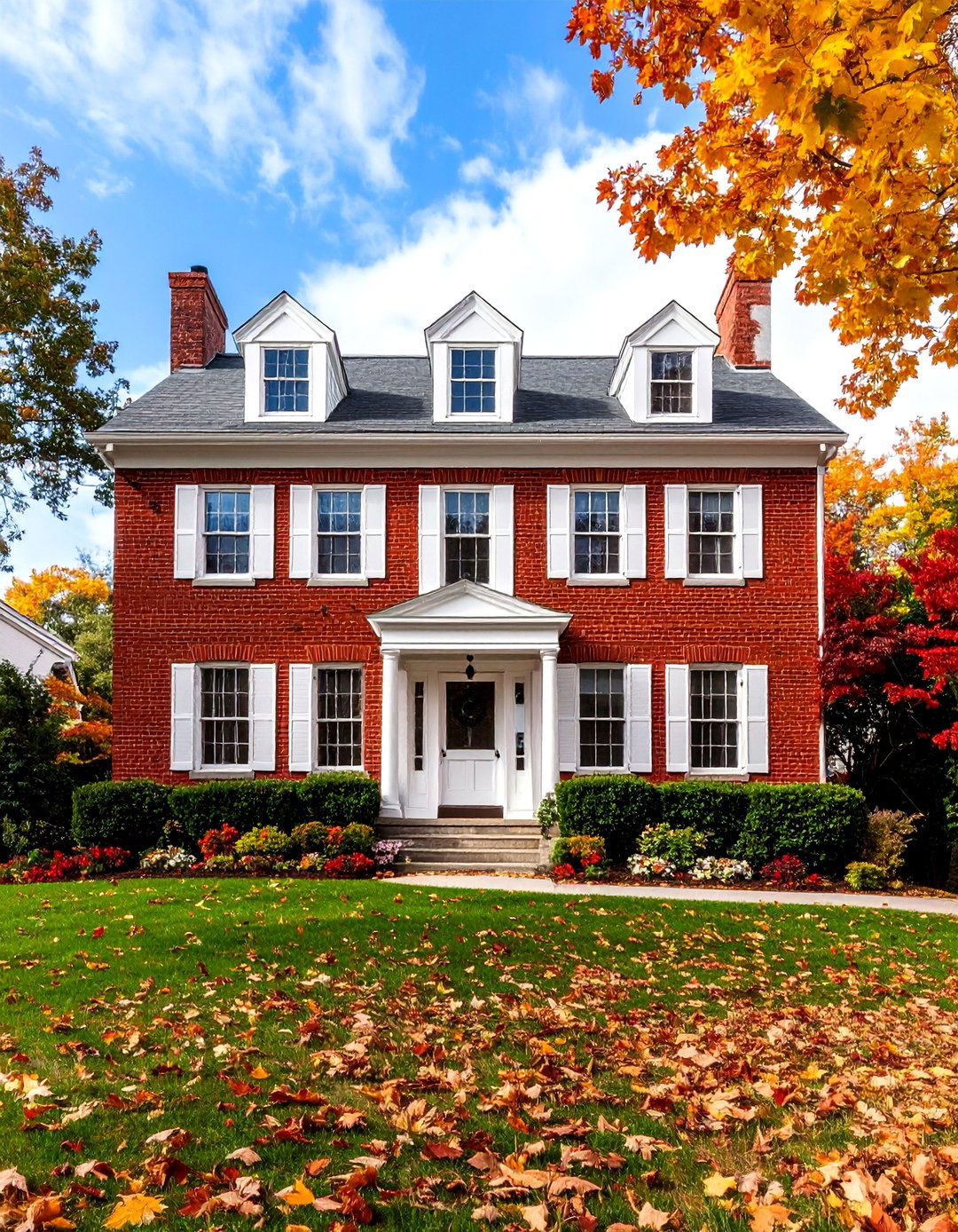 Colonial Red Brick Houses with Limestone Foundation Accents - 24 Brick Houses With Stone Accents