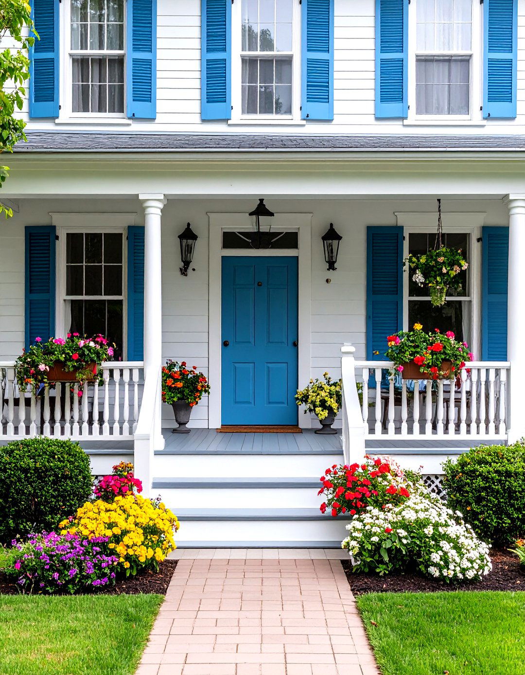 Colonial Revival Color Schemes - 24 Colonial Front Porch Ideas