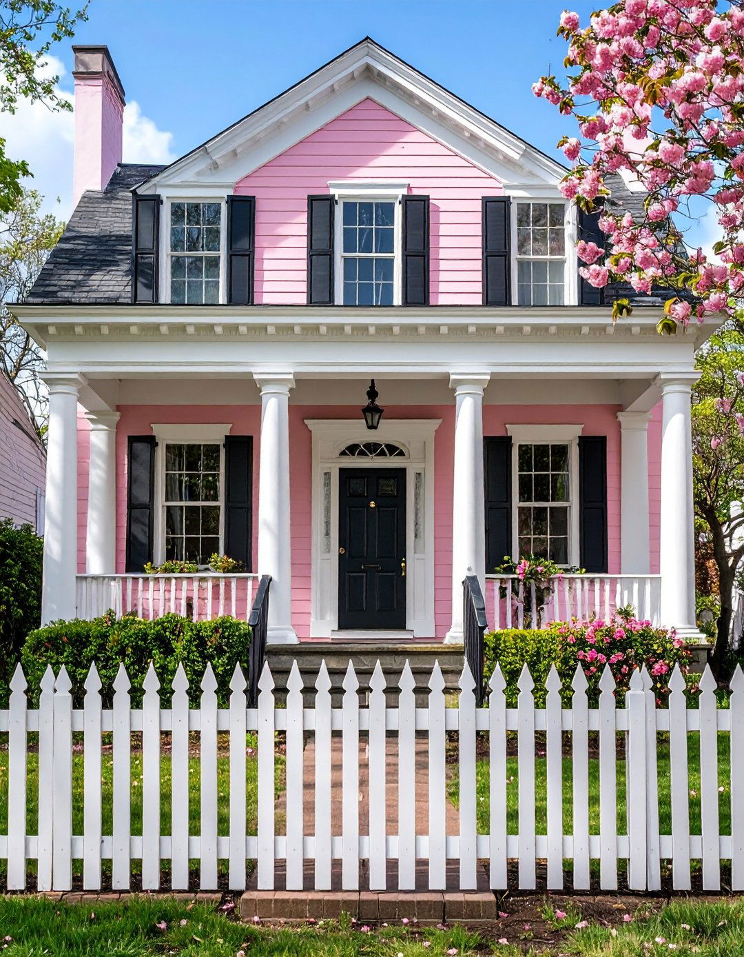 Colonial Revival Pink Sophistication - 24 Pink House Exterior Ideas
