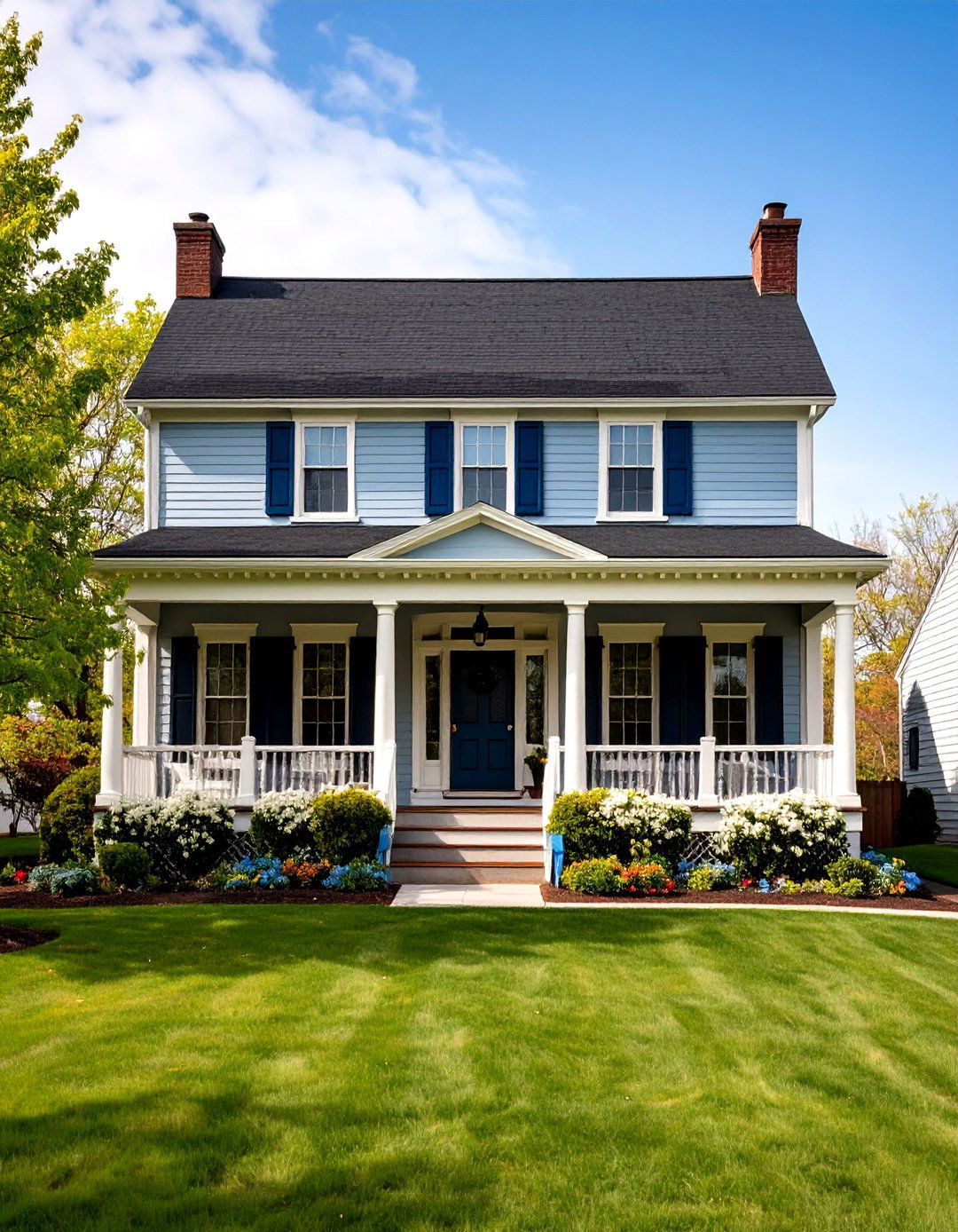 Colonial Revival Symmetrical Grace - 24 houses with black roofs