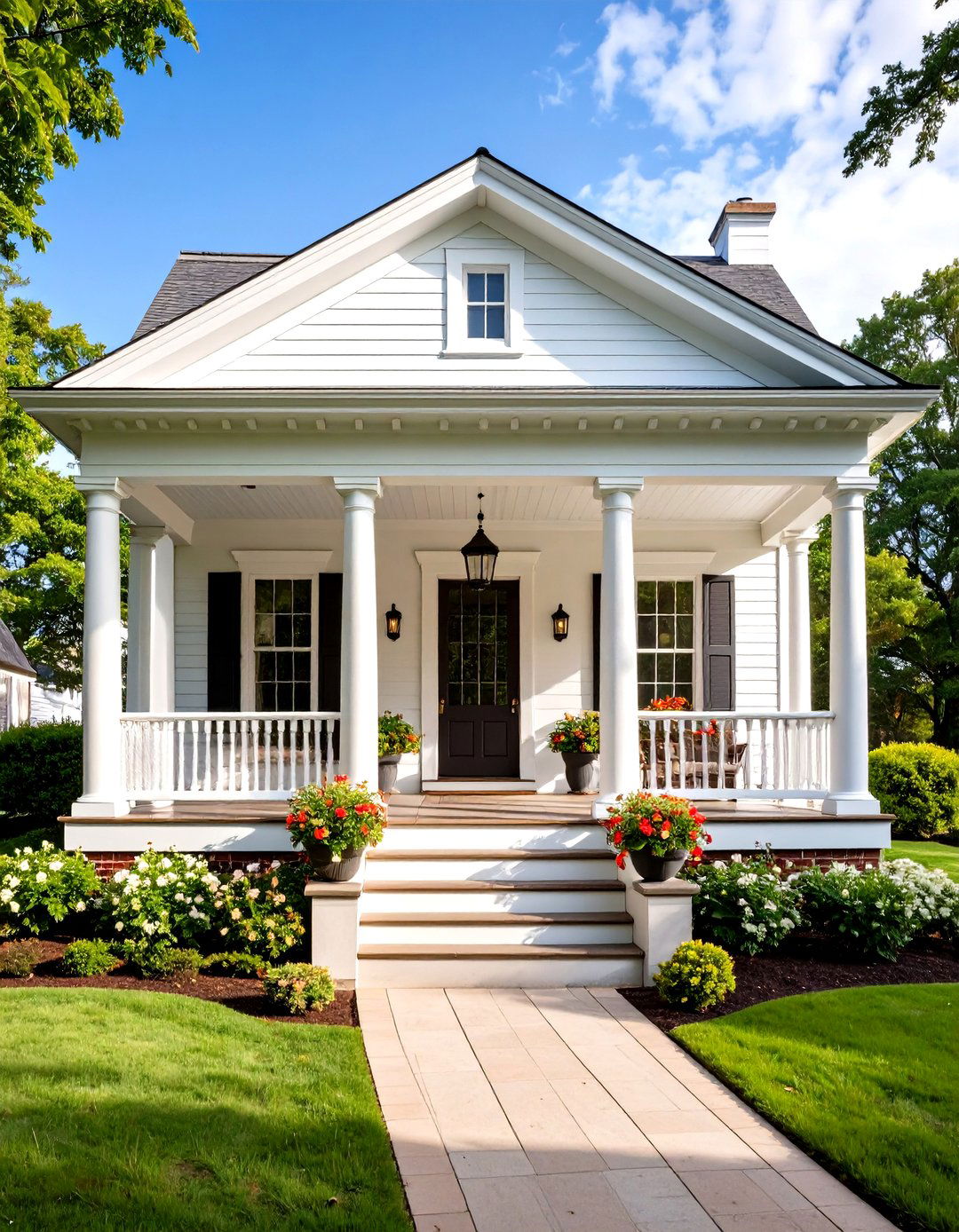 Colonial Revival Symmetrical Layout - 24 Open Gable Porch Ideas