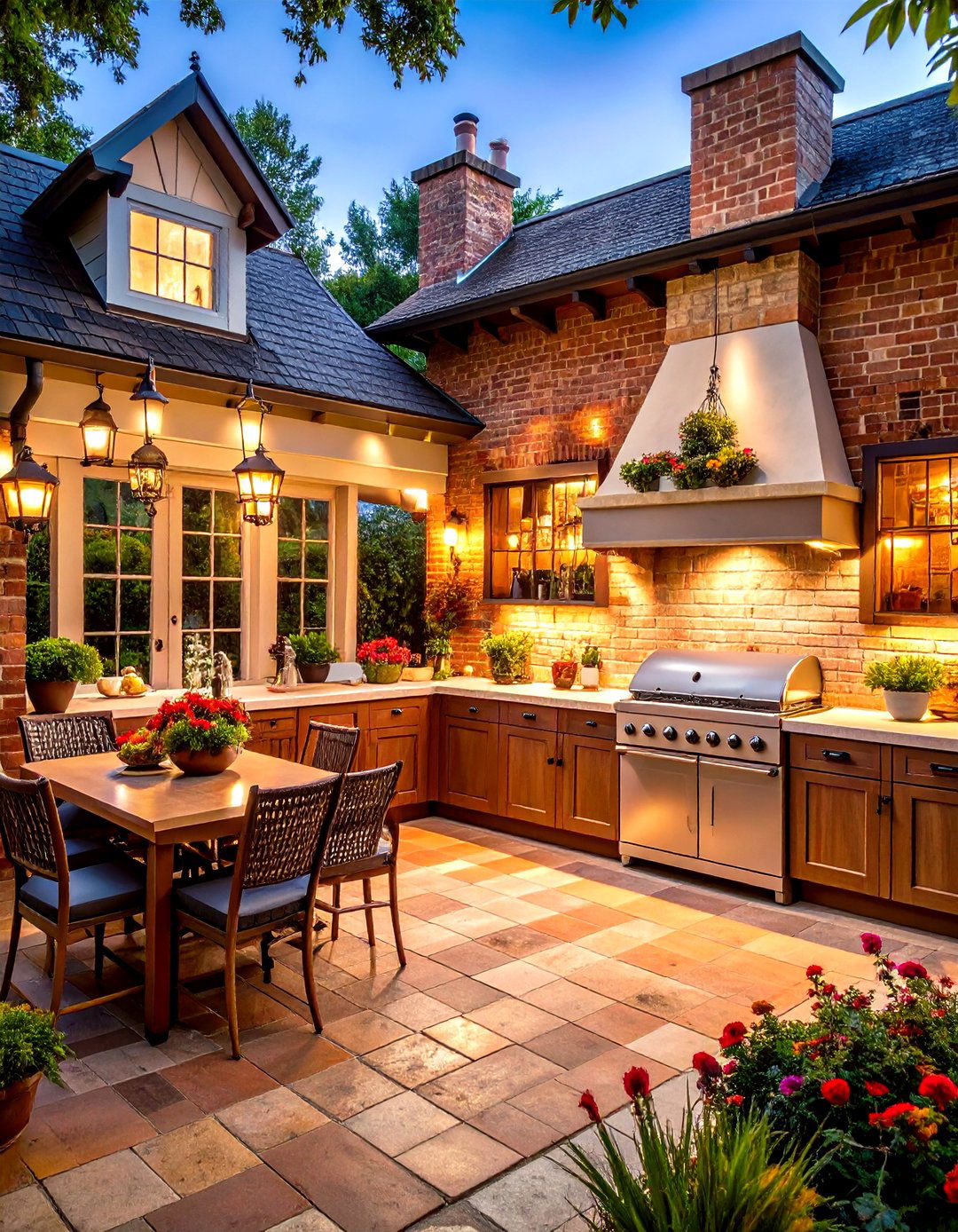 Colonial Revival with Brick Construction - 24 Luxury Outdoor Kitchen Ideas