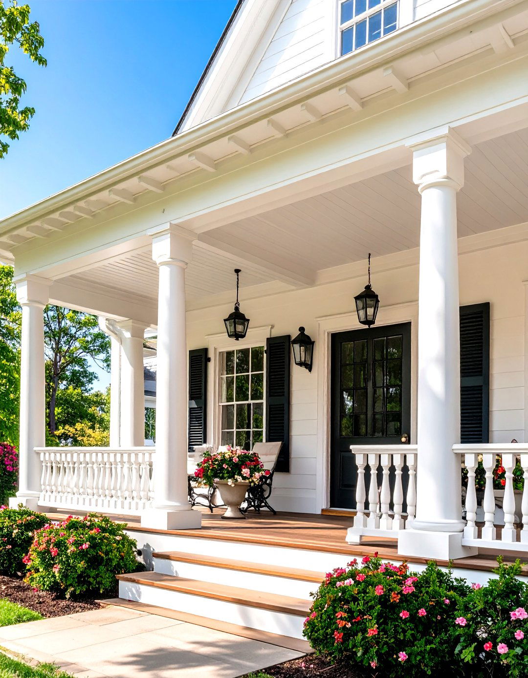 Colonial Style Front Porch Pergola - 24 Front Porch Pergola Ideas