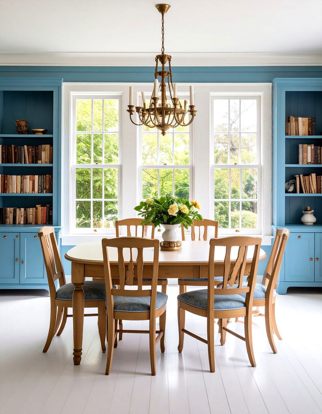 Colonial Style Raised Panel Bookcase - 24 Bookcases Around Window Design Ideas