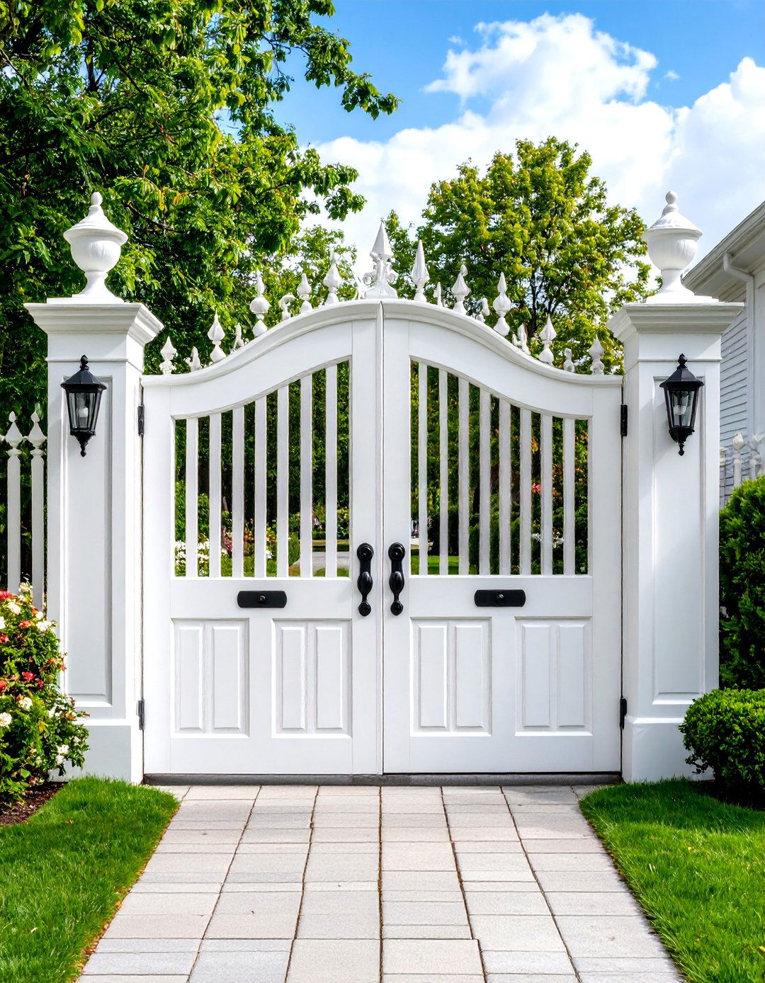 Colonial Symmetrical Double Gates - 24 Driveway Gate Ideas
