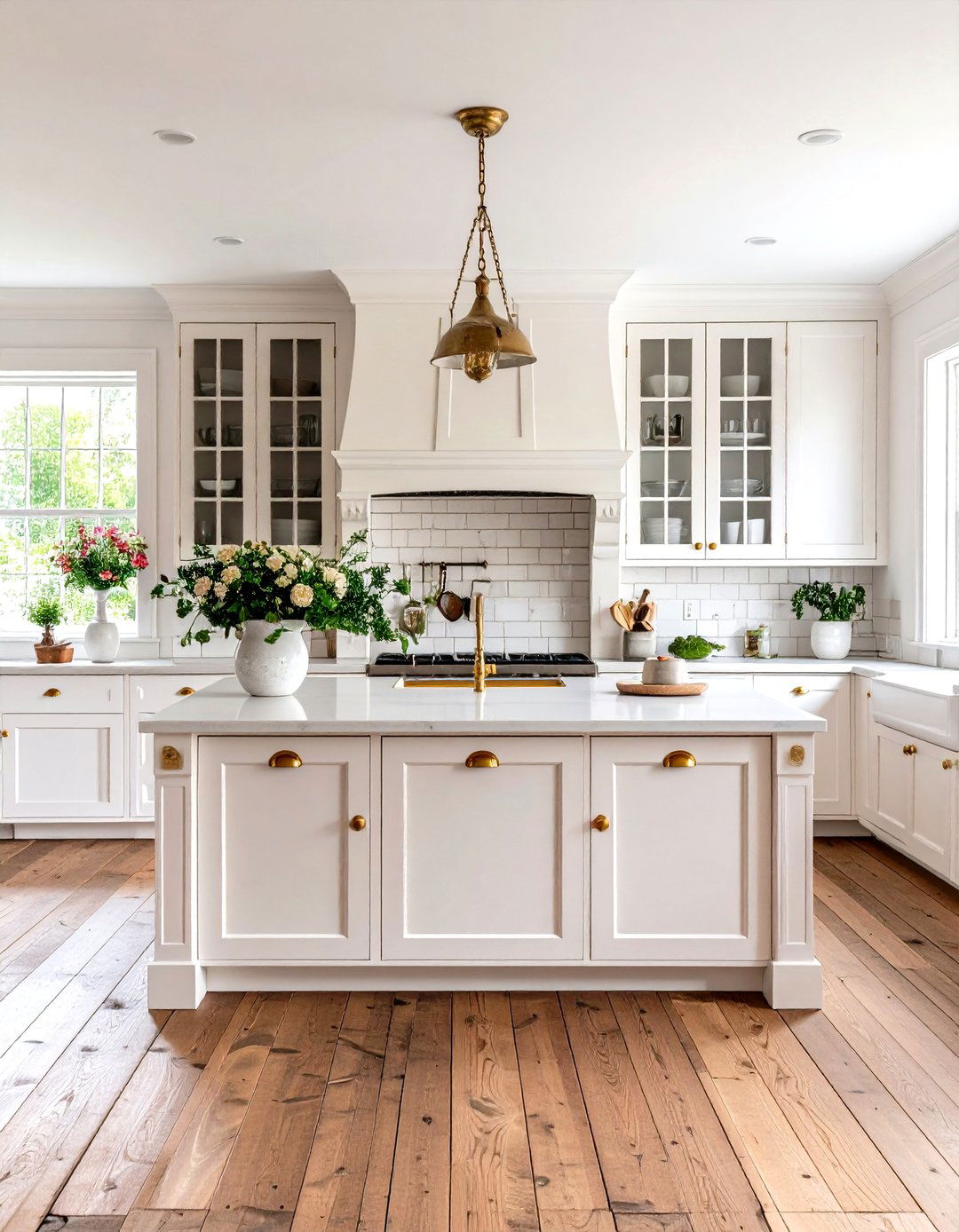 Colonial White Cabinets with Period Gold Hardware - 24 White Kitchen Cabinets With Gold Hardwar