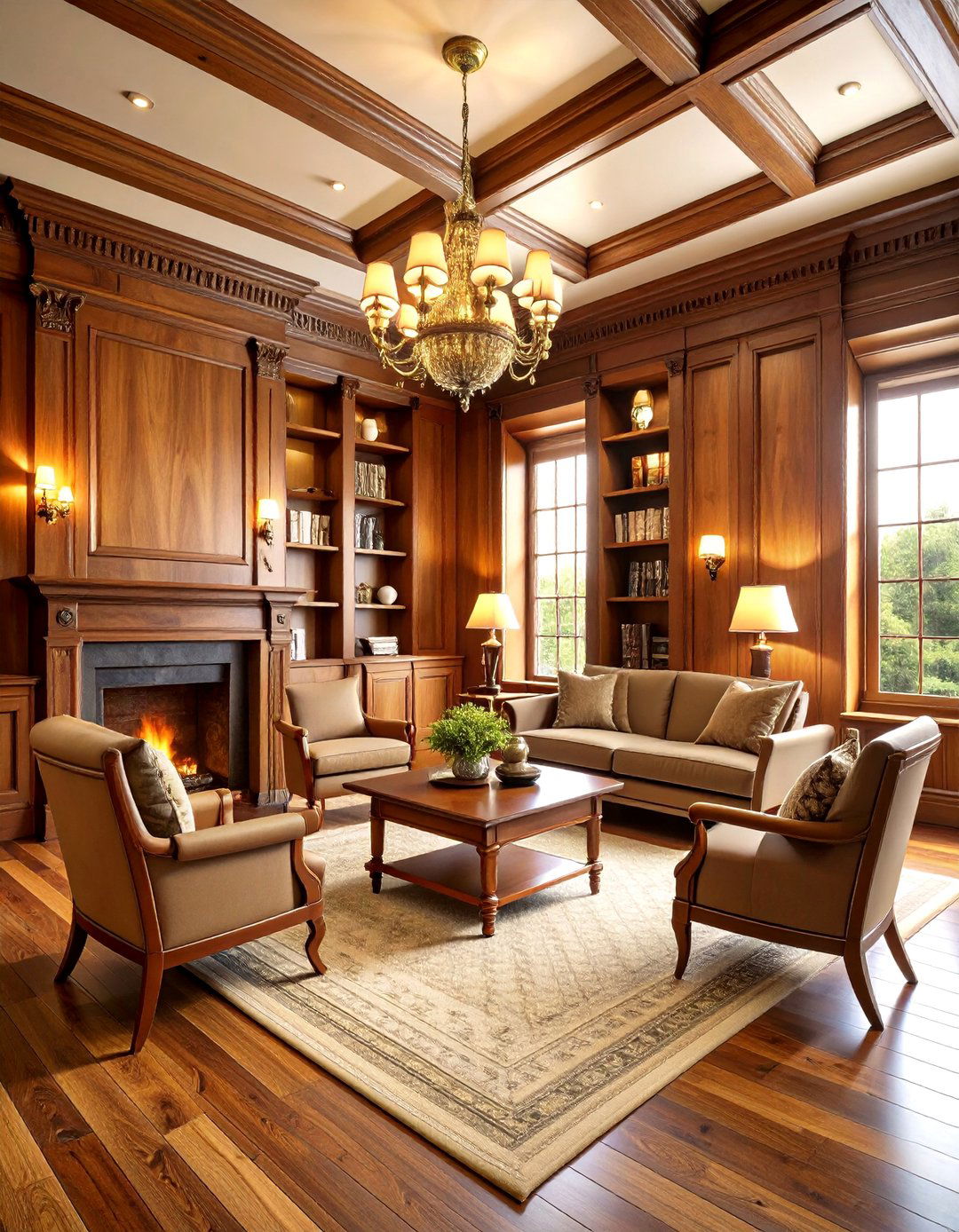 Colonial Wood Paneled Living Room - 24 Colonial Living Room Ideas