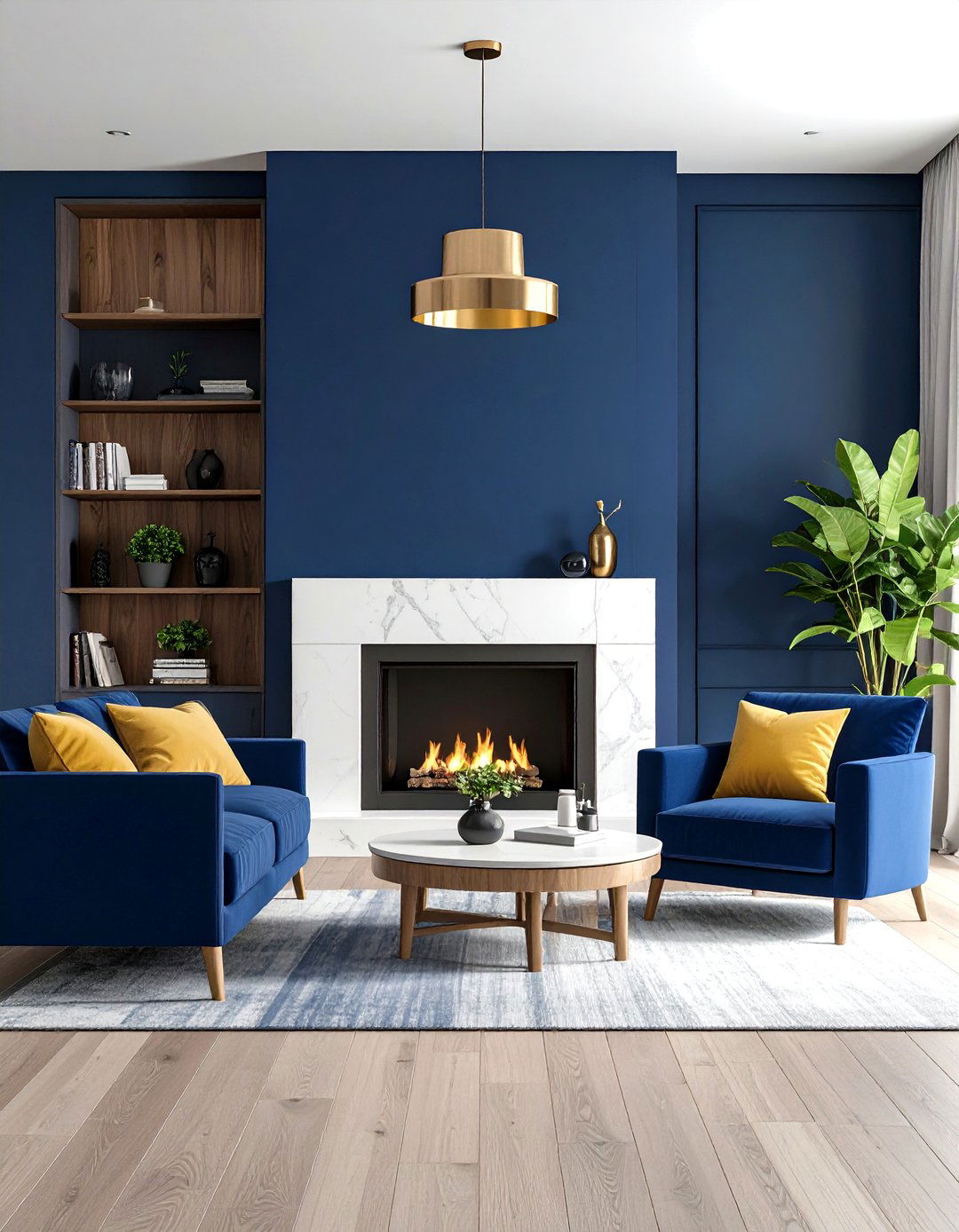 Color Block Accent Wall Design - 24 Small Living Room Fireplace Ideas