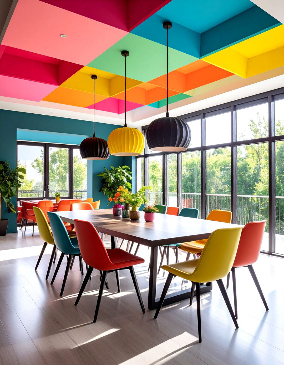 Color Block Ceiling Design - 24 Dining Room Ceiling Ideas
