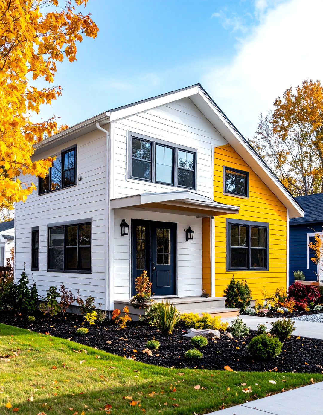 Color Blocked Accent Wall Design - 24 Mobile Home Siding Design Ideas