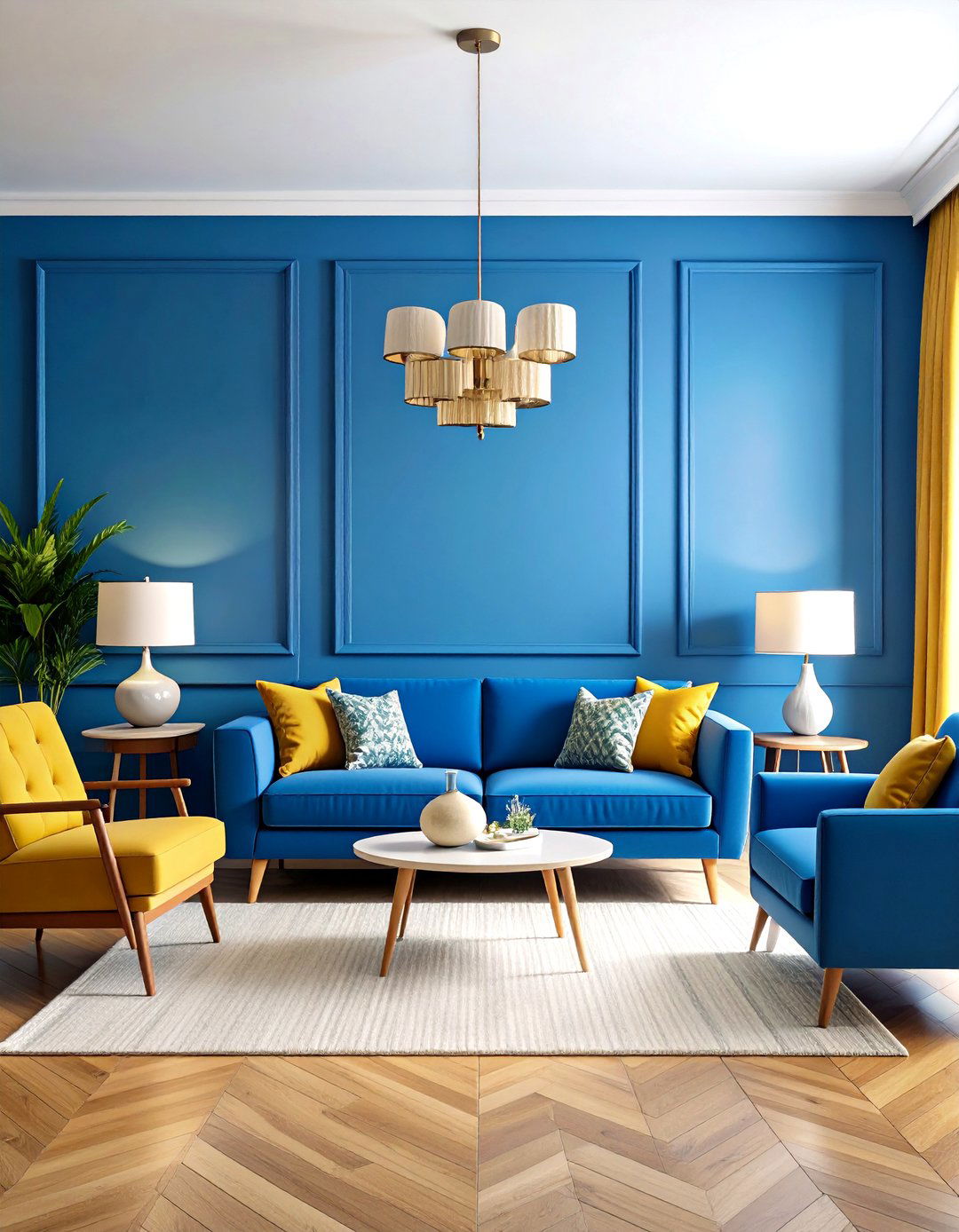 Color Blocked Accent Wall Living Room - 24 1950s Living Room Ideas