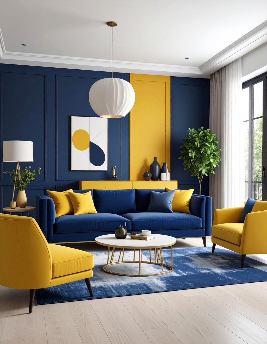 Color Blocking Bold Contrast - 24 Aesthetic Living Room Ideas