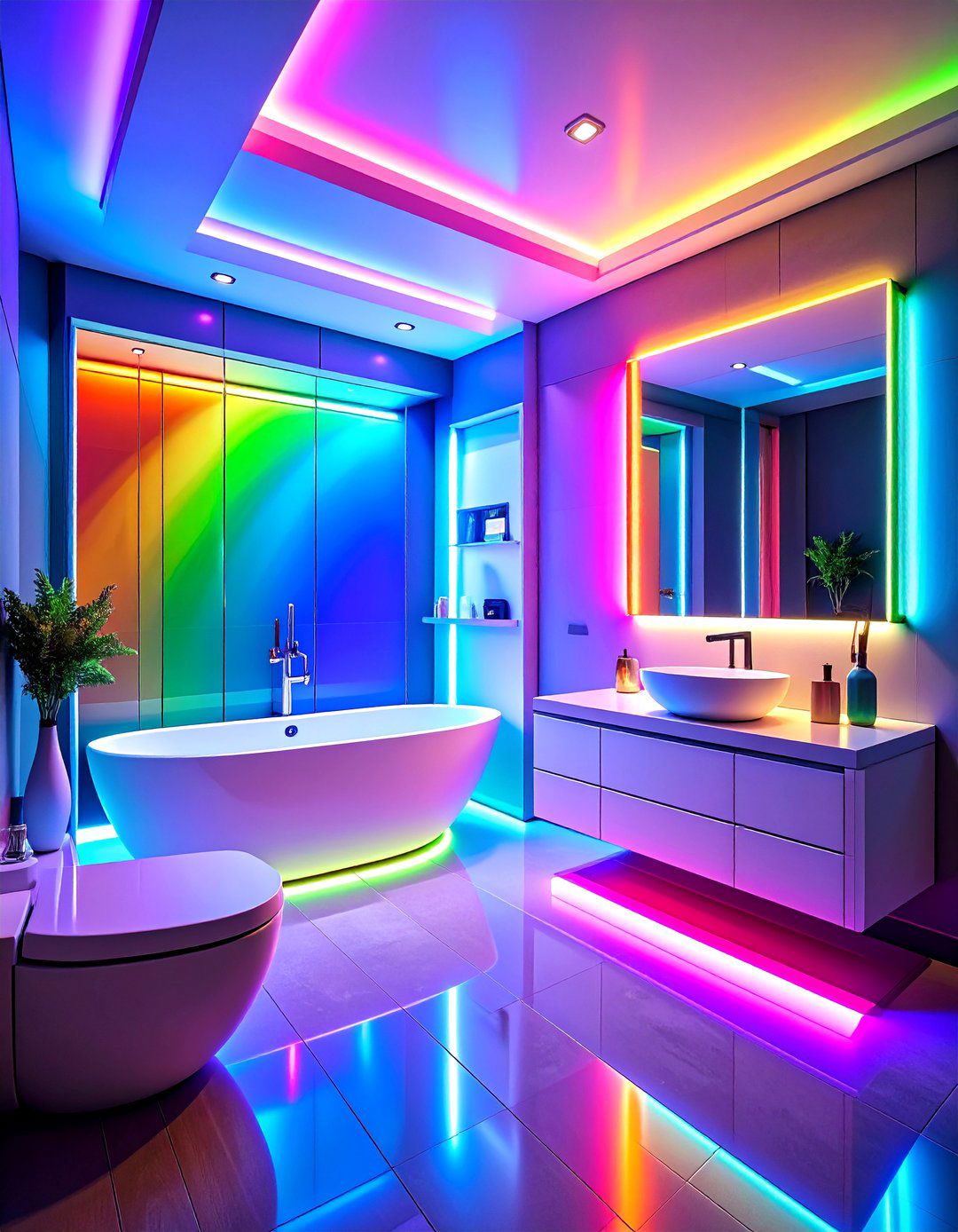 Color Changing LED Systems - 24 Bathroom Lighting Ideas