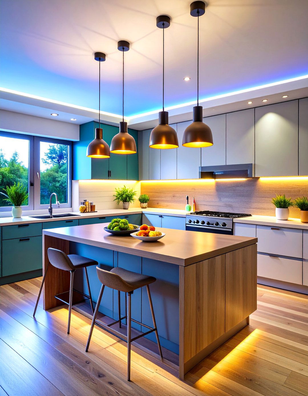 Color Changing LED Technology - 24 Small Kitchen Lighting Ideas