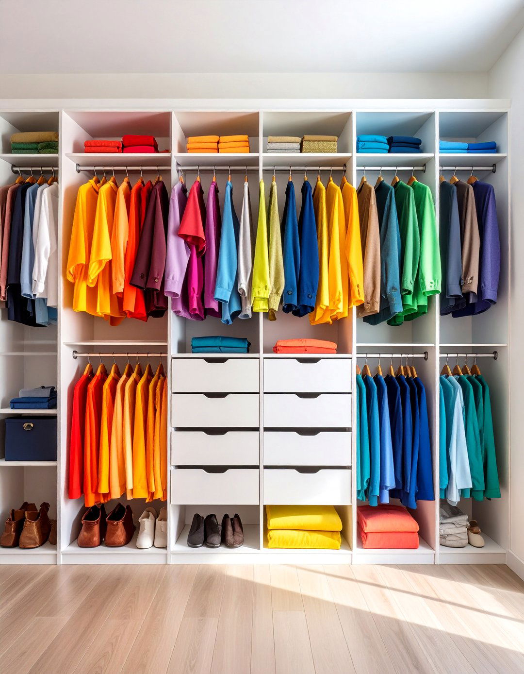 Color Coordinated Rainbow Closet - 24 Closet Ideas