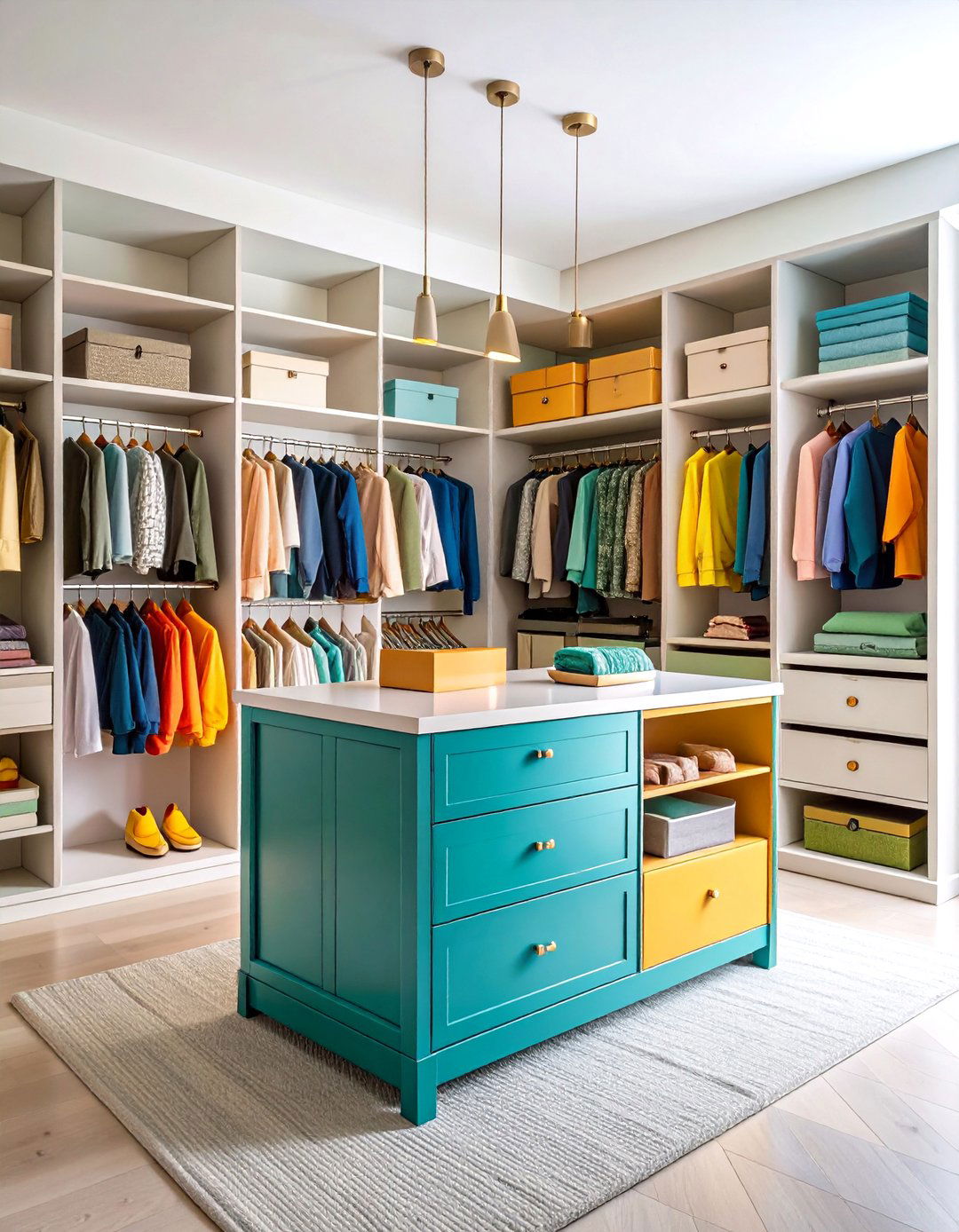 Color Coordinated Theme Island - 24 Closet Island Ideas
