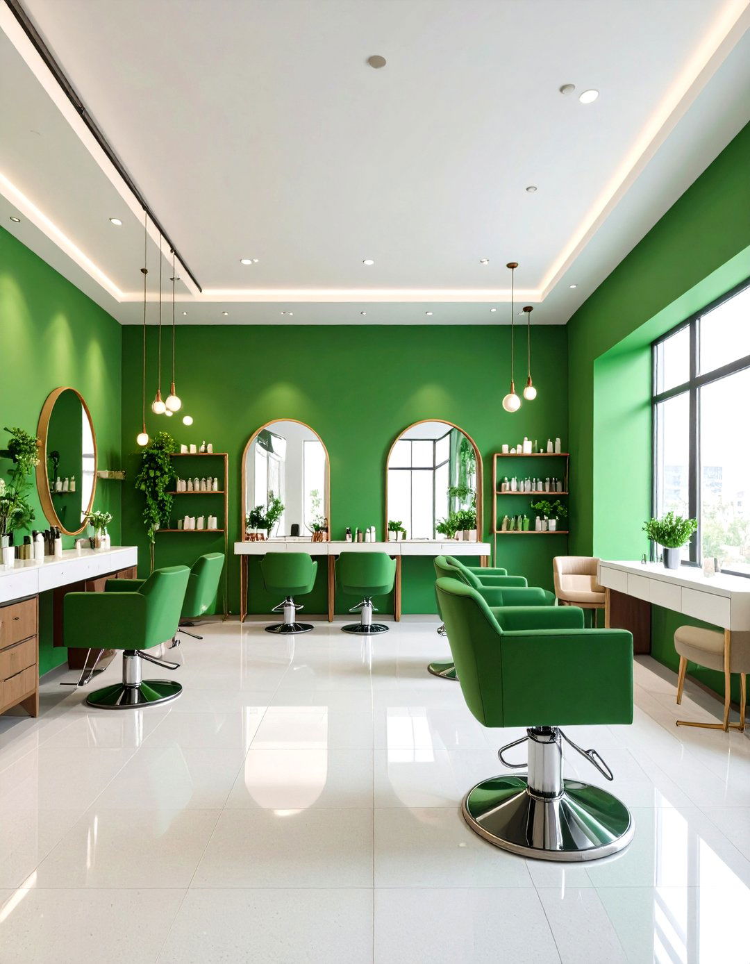 Color Drenched Feature Walls - 24 Salon Interior Design Ideas