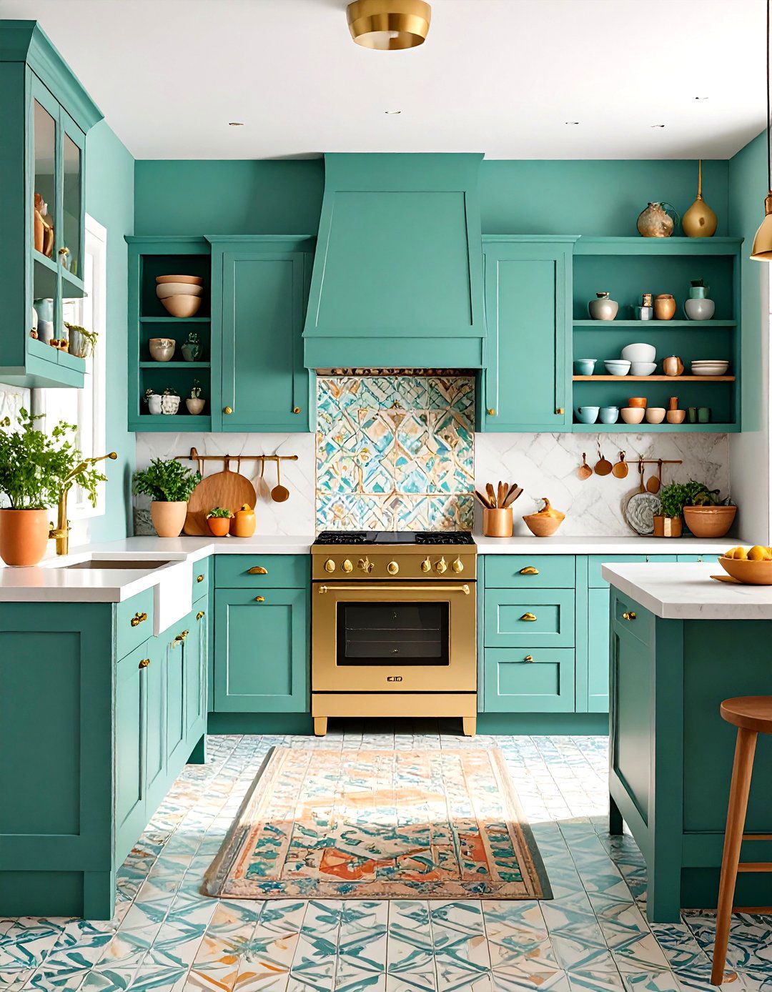 Color Rich Eclectic Kitchen Design - 24 U Shaped Kitchen Ideas