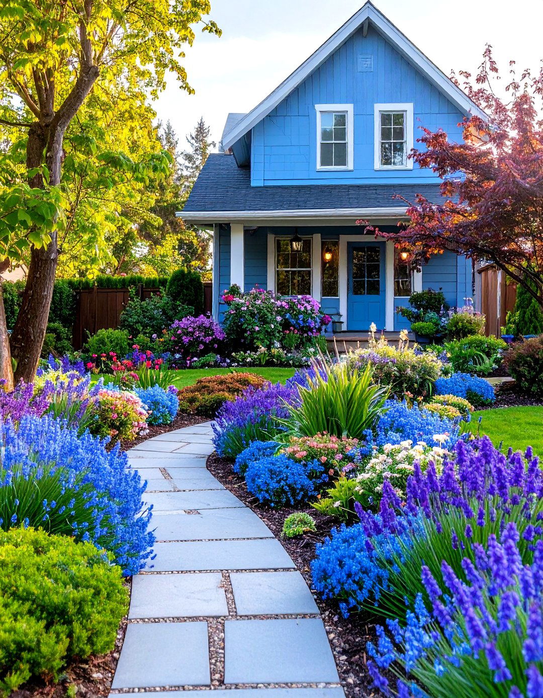 Color Theme Flower Bed Designs - 24 Front Yard Flower Bed Ideas