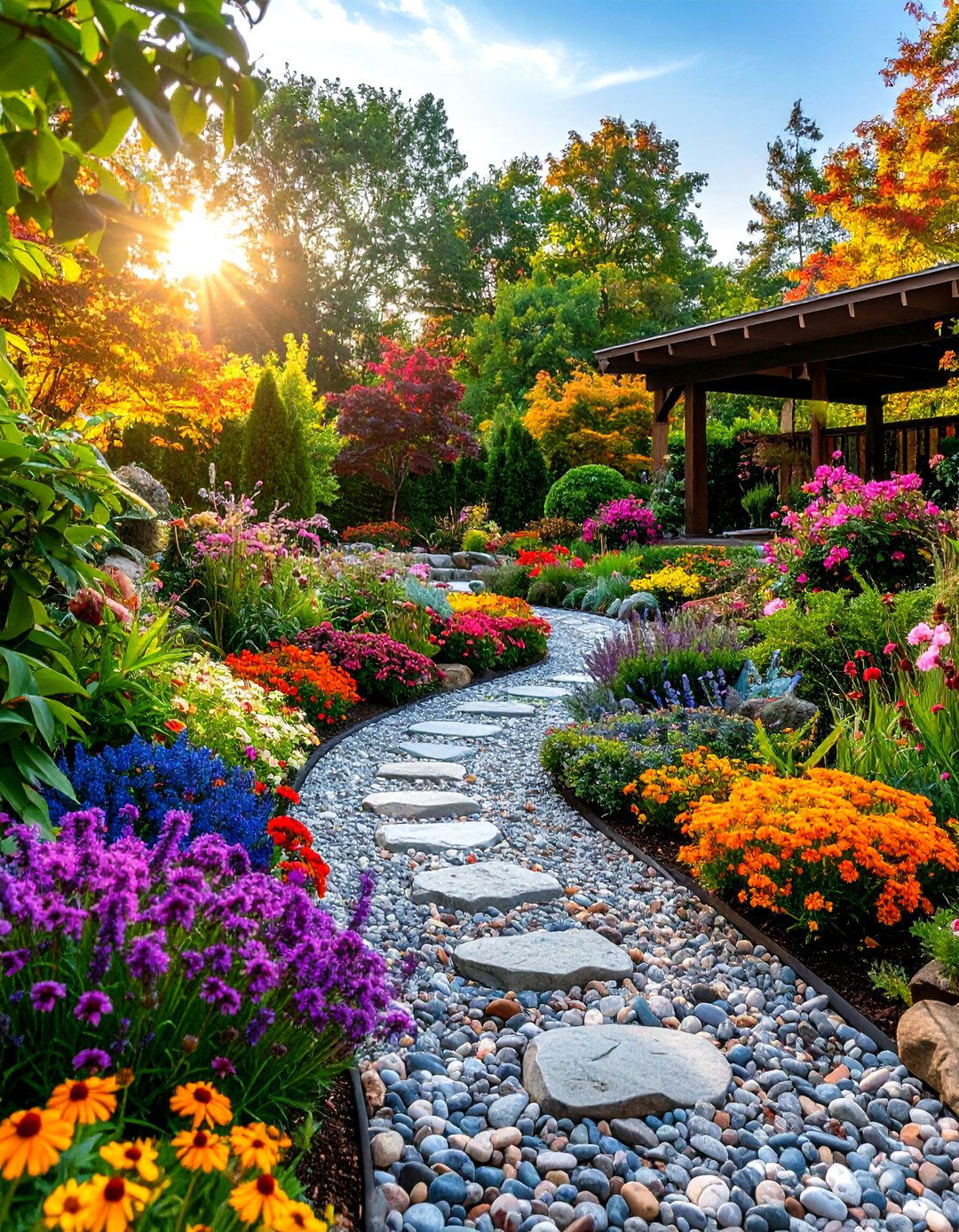 Color Themed Gravel Display - 24 Gravel Garden Ideas