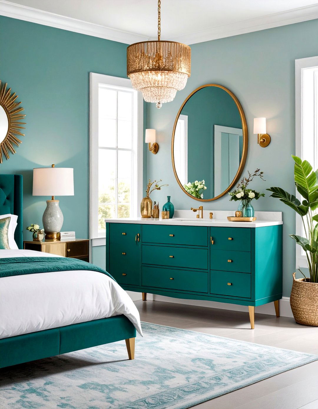 Color Themed Statement Vanity - 24 Vanity Room Ideas