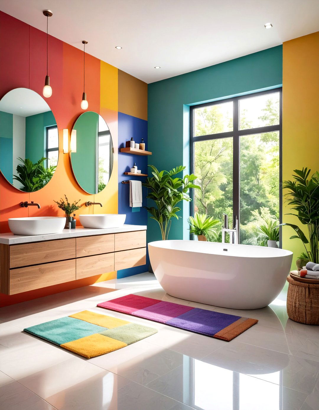 Color Therapy Mood Enhancement - 24 Large Bathroom Ideas