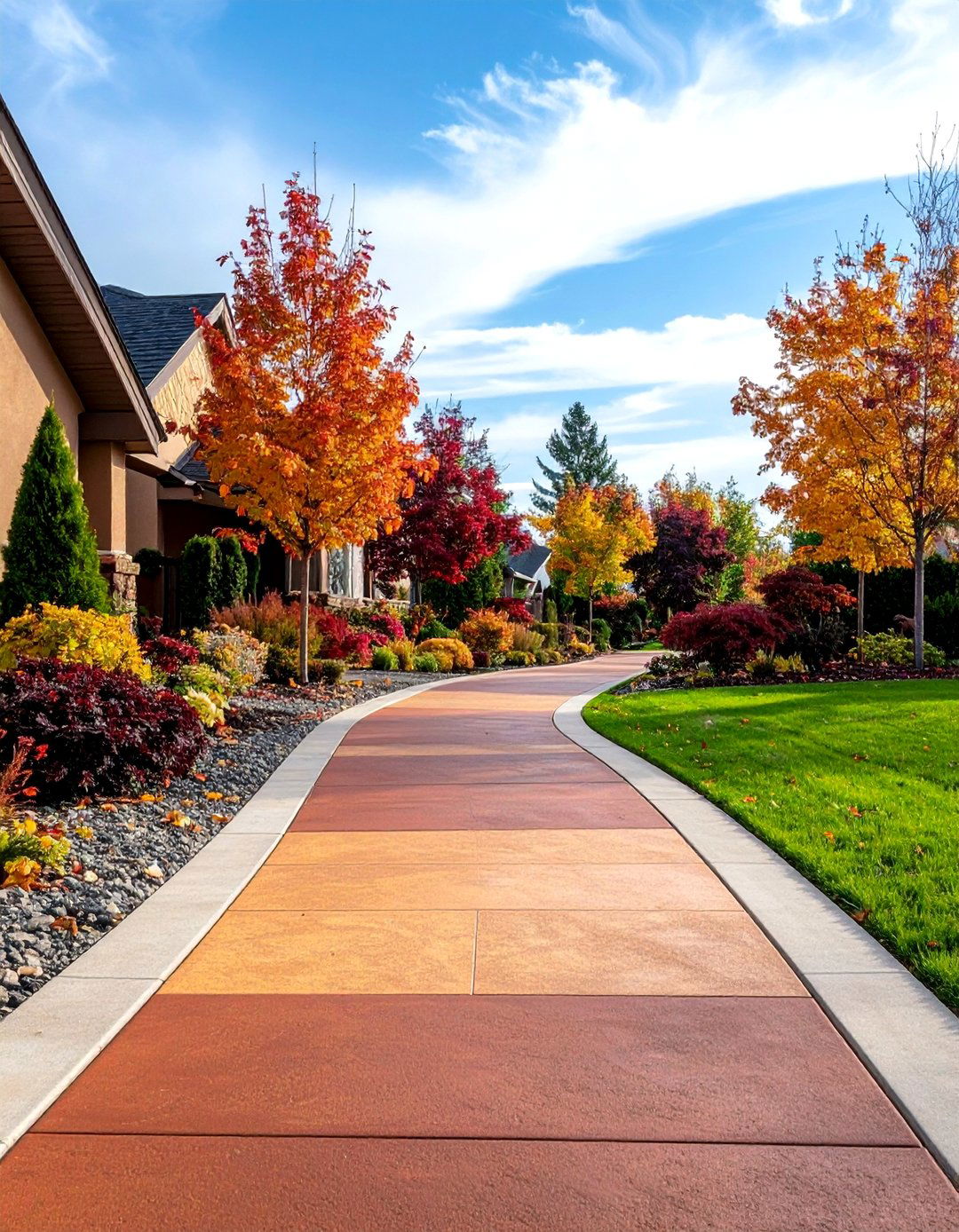 Colored Earth Tone Asphalt Design - 24 Asphalt Walkway Ideas