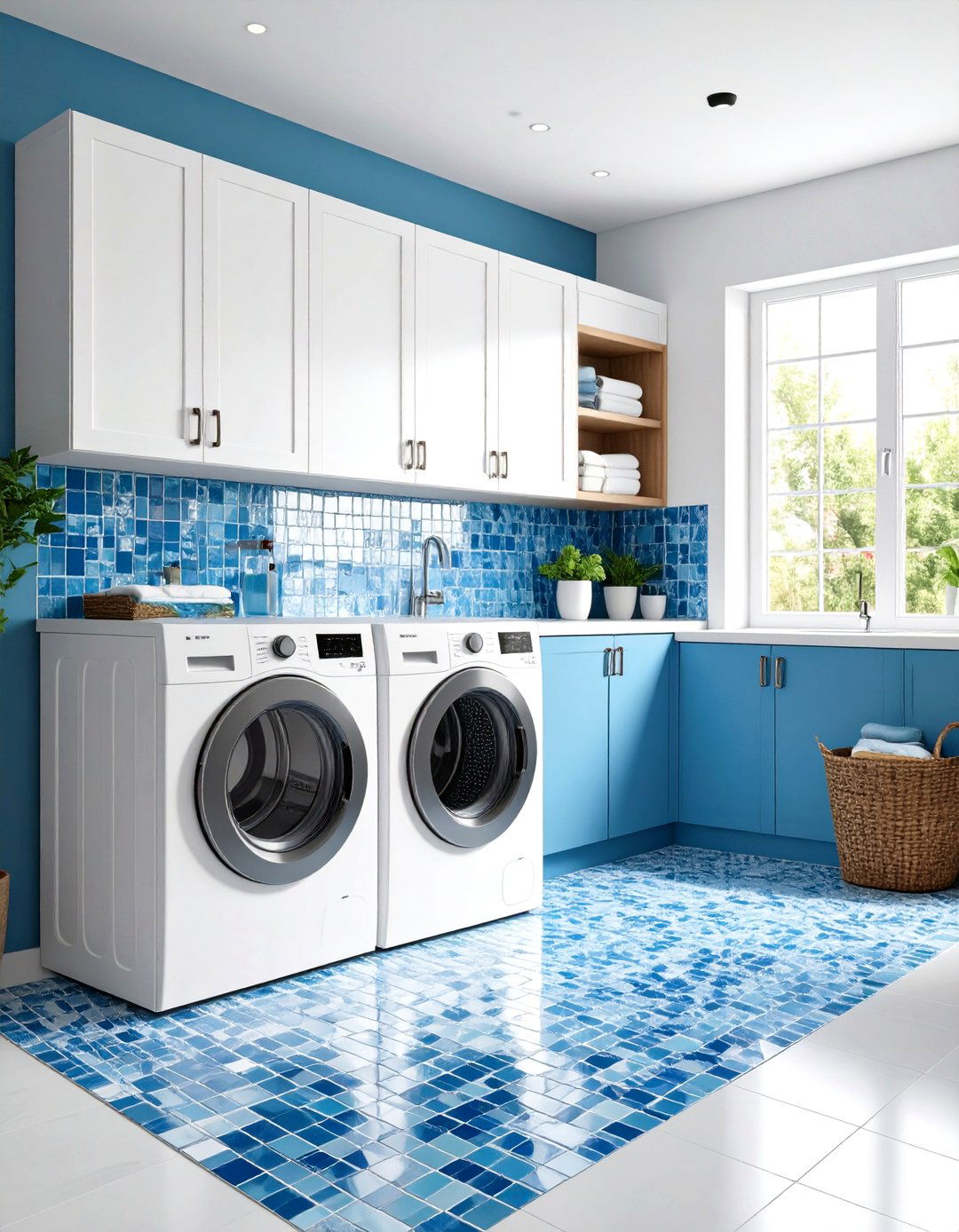 Colorful Ceramic Mosaic Accents - 24 Laundry Room Tile Ideas