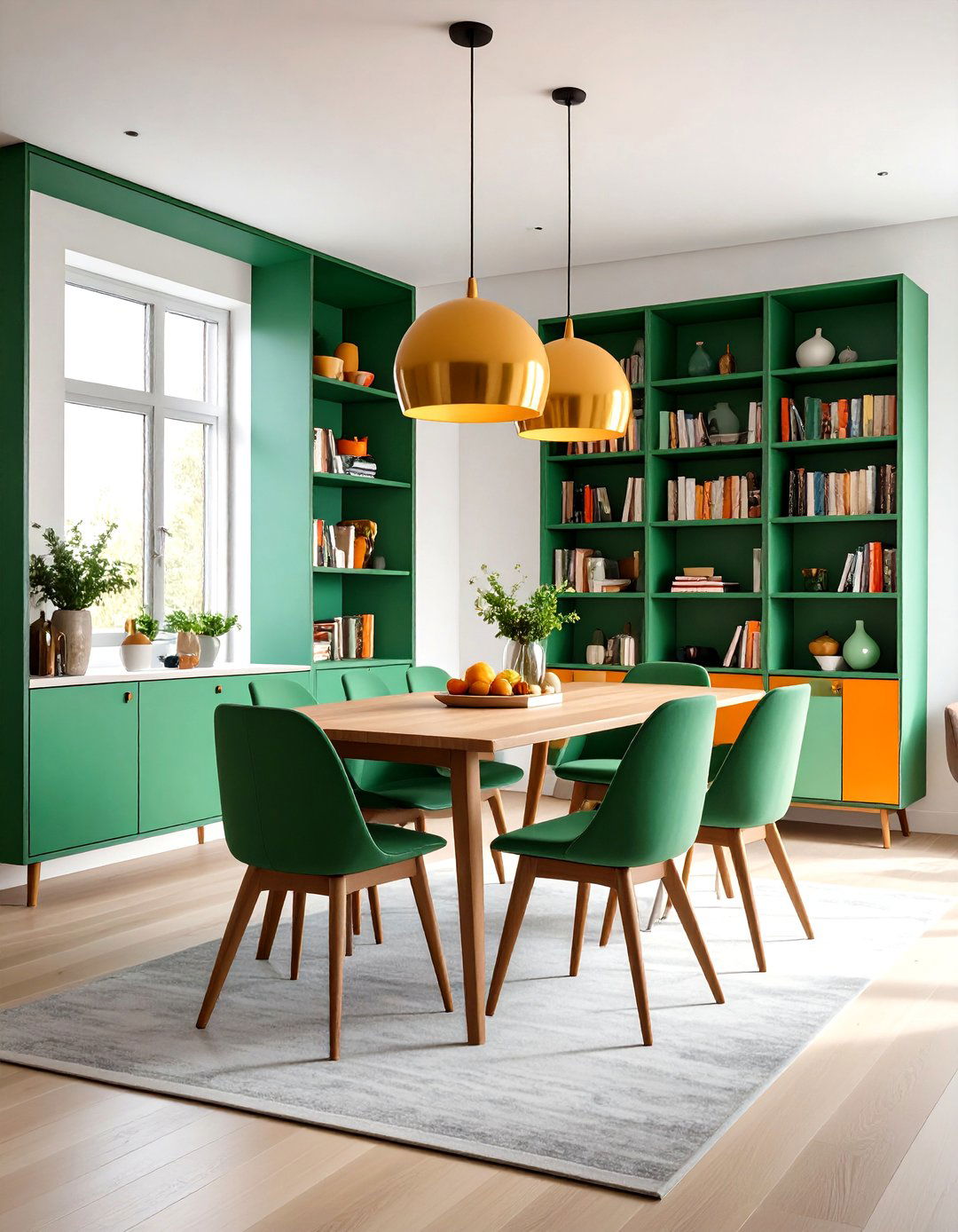 Colorful Contemporary Library Dining Space - 24 Library Dining Room Combo Ideas