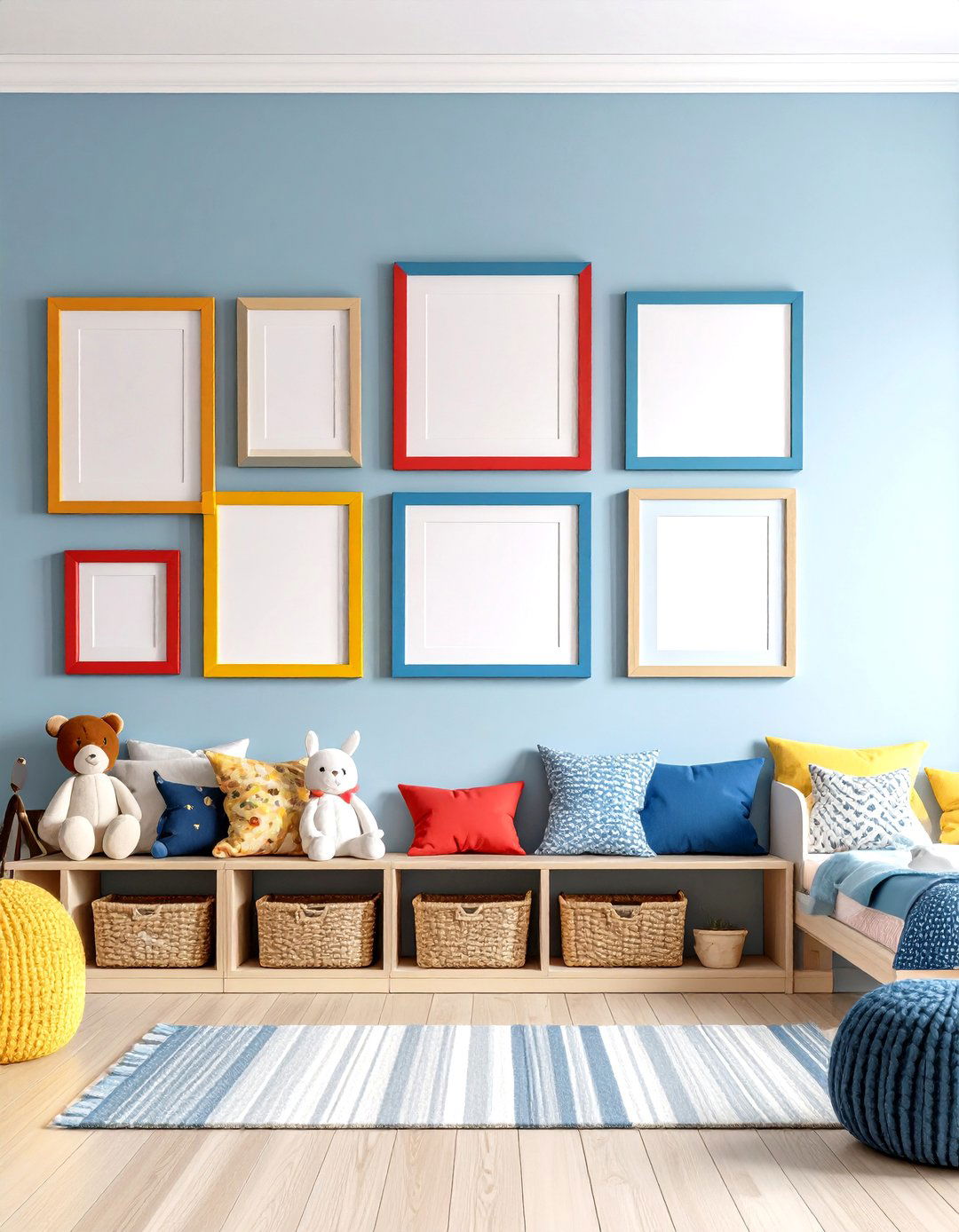 Colorful Frame Accent Wall - 24 Family Picture Wall Ideas