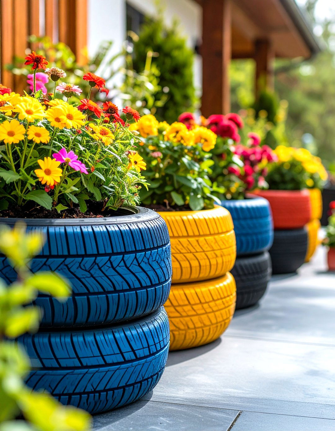 Colorful Garden Accents - 24 Recycled Tyre Garden Art Ideas