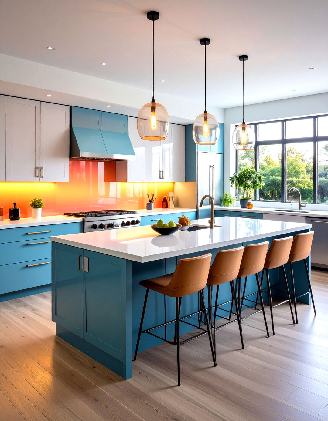 Colorful Glass Gradient Ombre Effect - 24 Modern Kitchen Backsplash Ideas