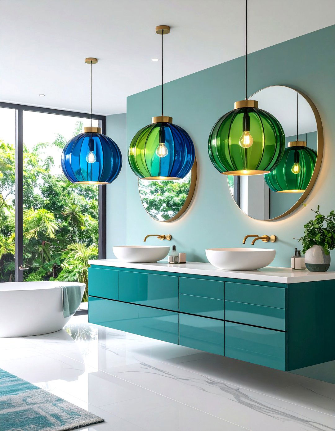 Colorful Glass Statement Pendant Lighting - 24 Bathroom Pendant Lighting Ideas