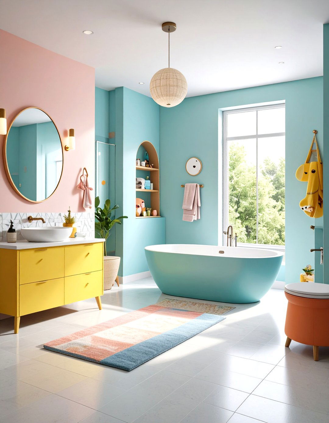Colorful Kids Zone Integration - 24 Family Bathroom Ideas