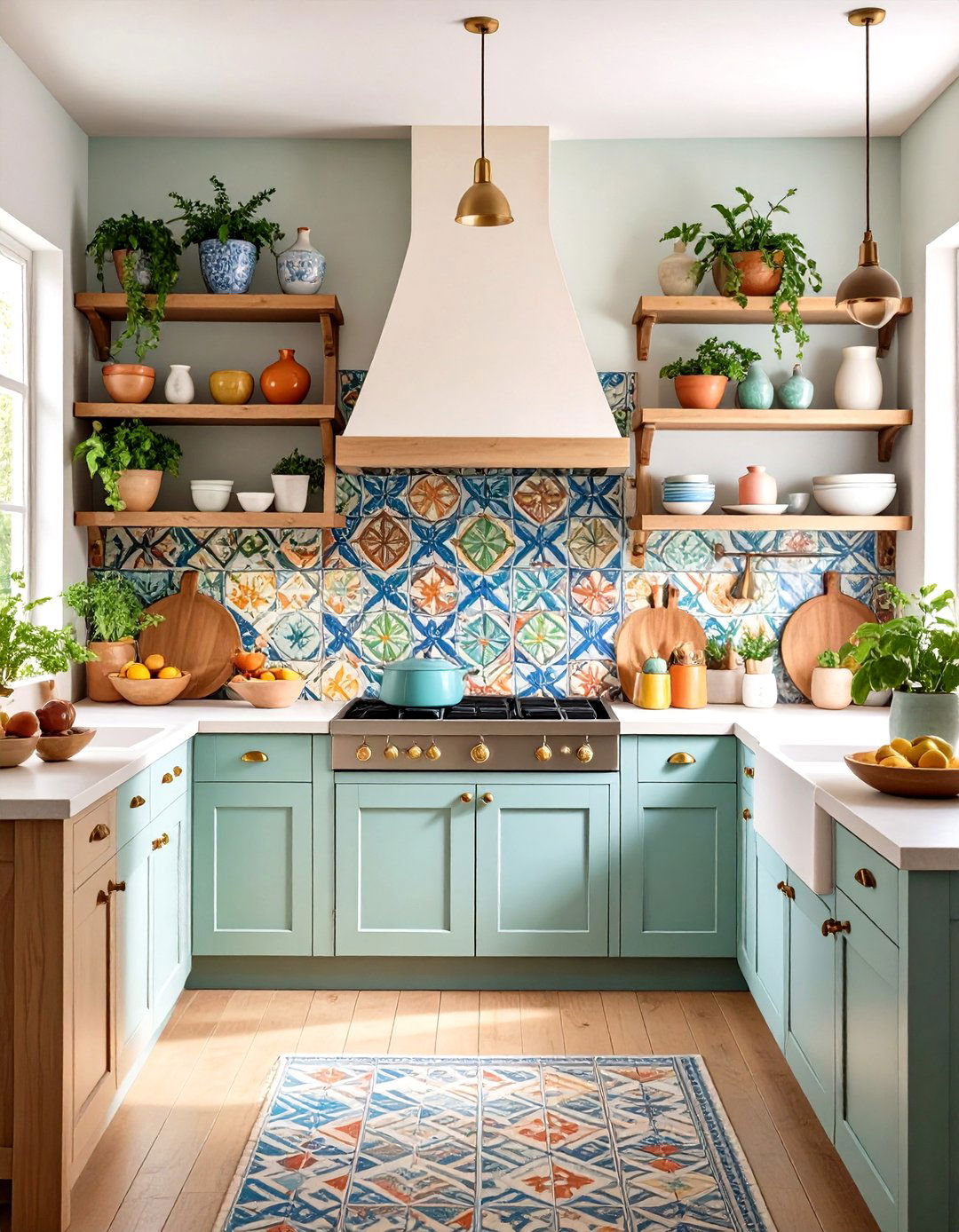 Colorful Kitchen Backsplash Accent - 24 Colorful Boho Decor Ideas