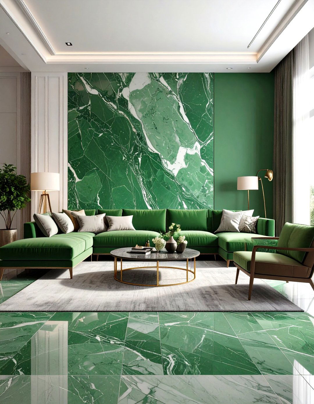 Colorful Marble Statement Design - 24 Marble Floor Living Room Ideas