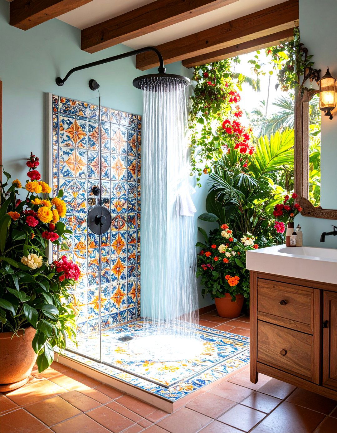 Colorful Mexican Talavera Tile Shower Celebration - 24 Bathroom Shower Ideas