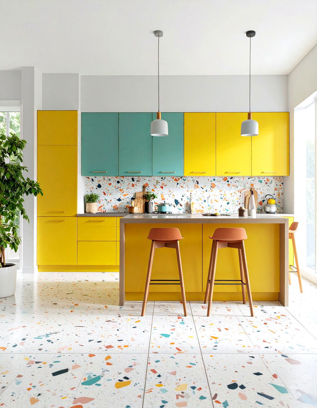 Colorful Multicolored Terrazzo Patterns - 24 Terrazzo Kitchen Floor Ideas