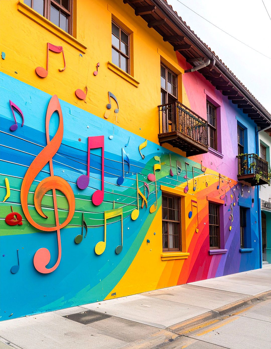 Colorful Music Note Mural in Music Row - 24 Nashville Murals
