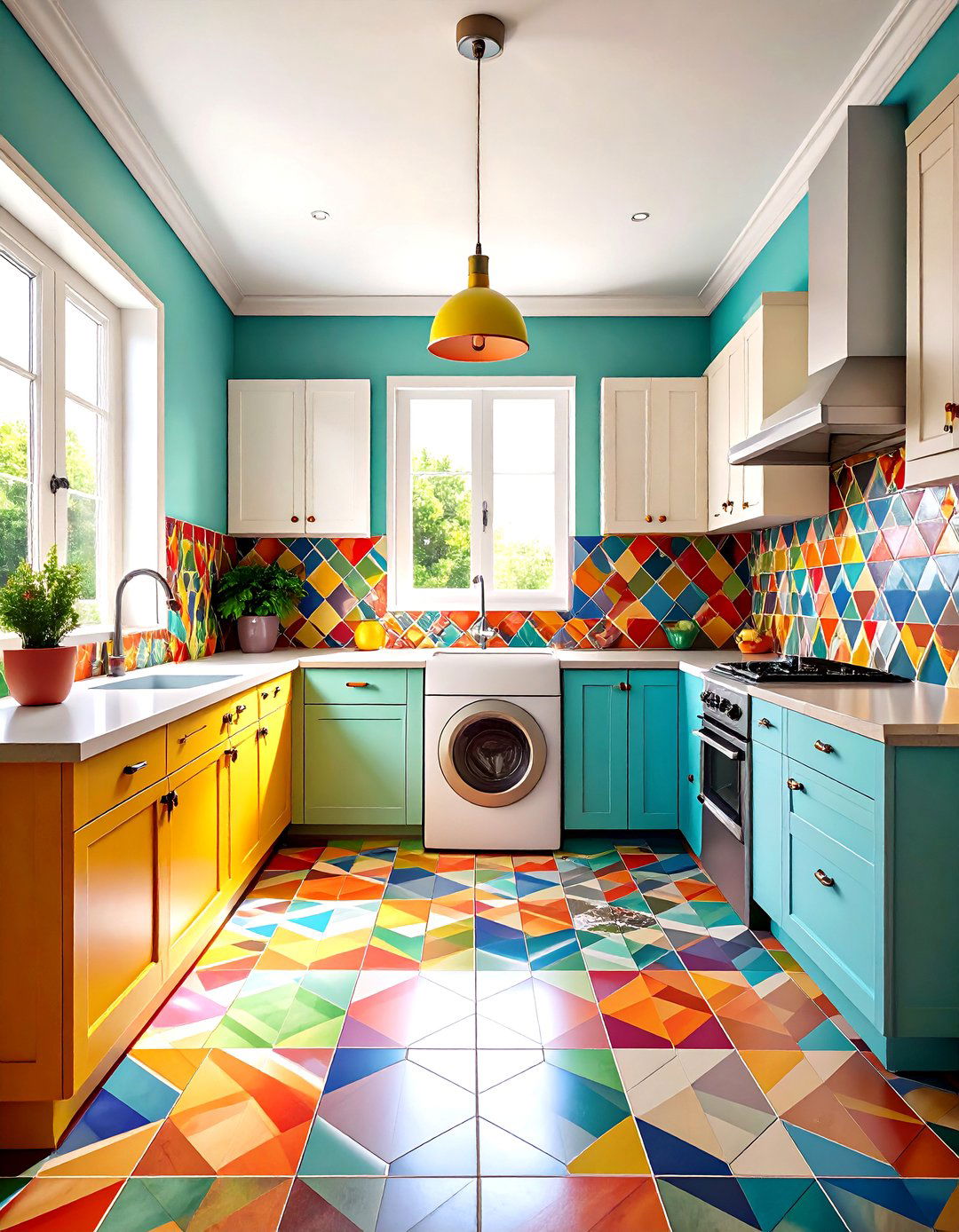 Colorful Tile Backsplash - 24 Small Utility Room Ideas