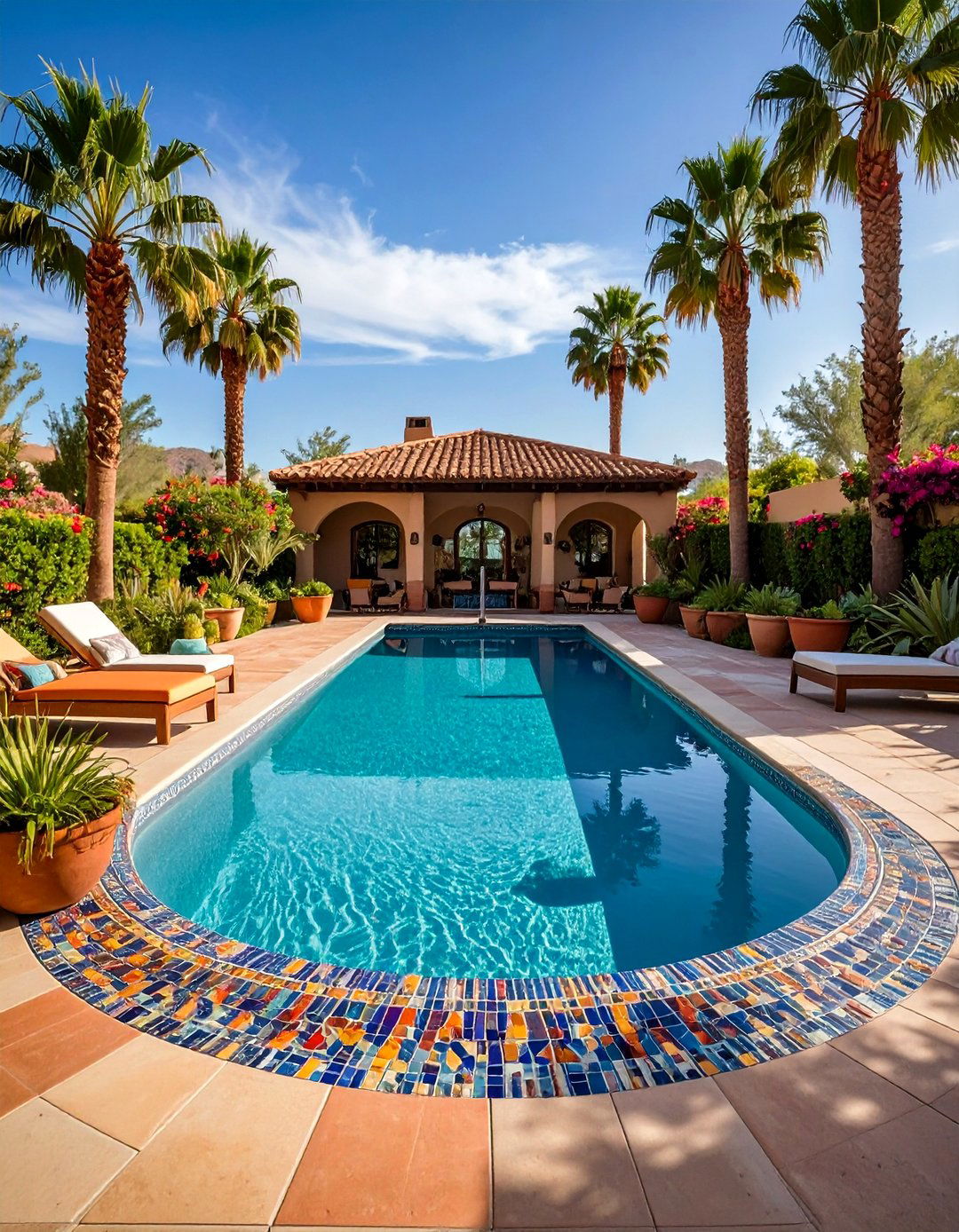 Colorful Tile Statement Pool - 24 Pool Patio Ideas