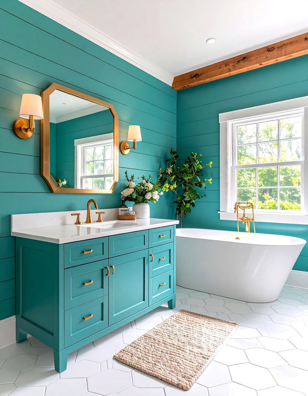 Colorful Turquoise Shiplap Bathroom Vibrancy - 24 shiplap bathroom ideas