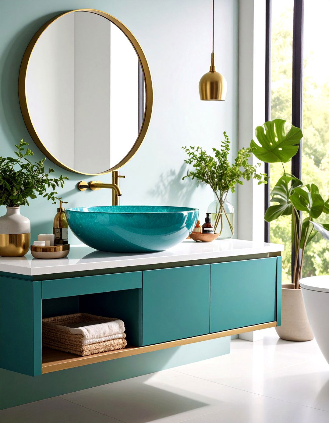 Colorful Vessel Sink Statements - 24 Half Bathroom Ideas