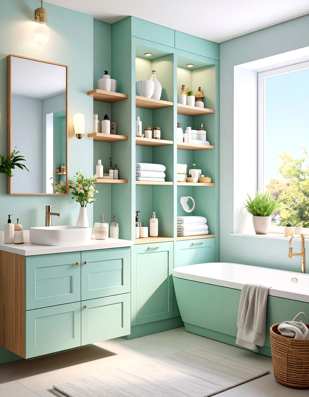 Compact Bathroom with Built In Storage Niches - 24 Modern Bathroom Ideas